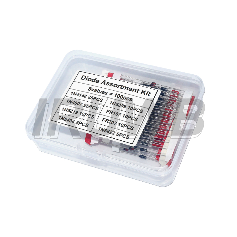 Kit de diodo Schottky de diodo rectificador 1N4007 1N4148 1N5408 1N5819 1N5822 1N4001 1N4004 1N5404 FR107 FR207 Conmutación rápida