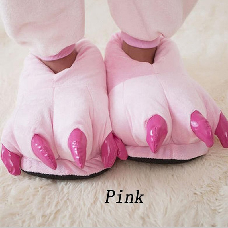 Pantofole da pavimento per interni morbide e calde invernali Scarpe da donna per uomo Zampa Animale divertente Mostro di Natale Artiglio di dinosauro Peluche Casa