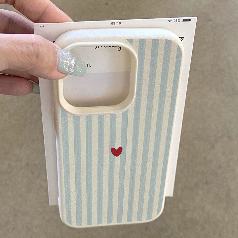 Cover per Telefono con Motivo a Cuori Rossi e Strisce Blu per Samsung S26 S25 S24 S23 S22 S21 S20 Note20 Ultra Plus A73 A55 5G in Silicone