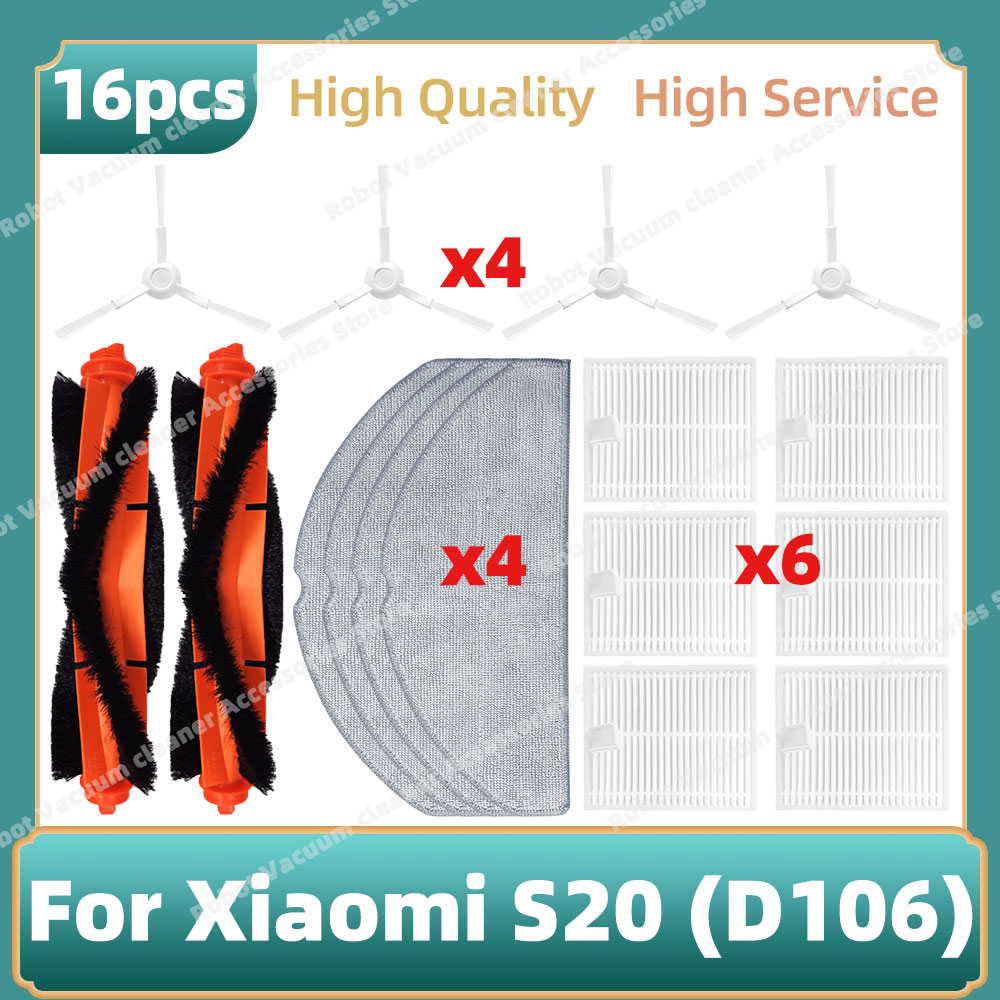 Совместимые детали для робота-пылесоса Xiaomi S20/D106, основная сторона, фильтр Hepa, сменные аксессуары для швабры