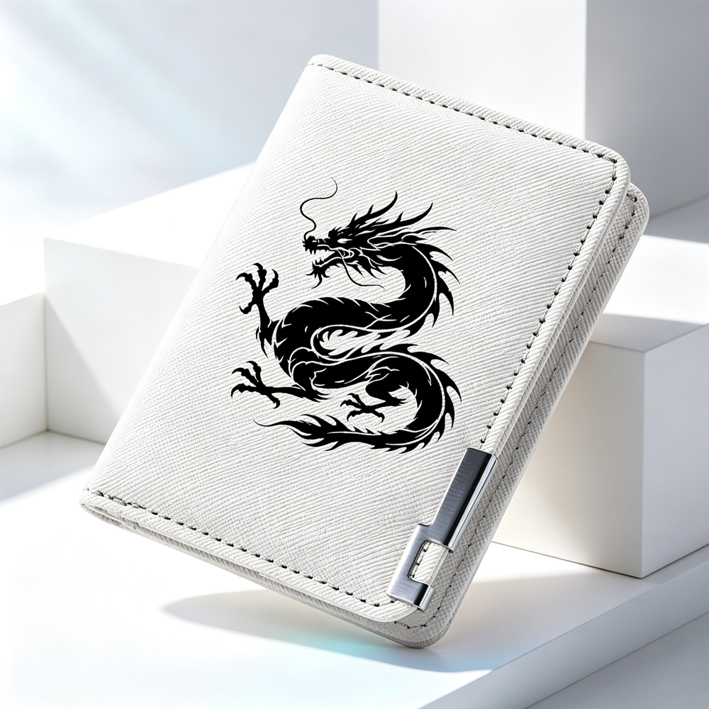 Mini multifunctionele portemonnee voor heren, gepersonaliseerd drakenpatroon, PU-leer, creditcardhouder