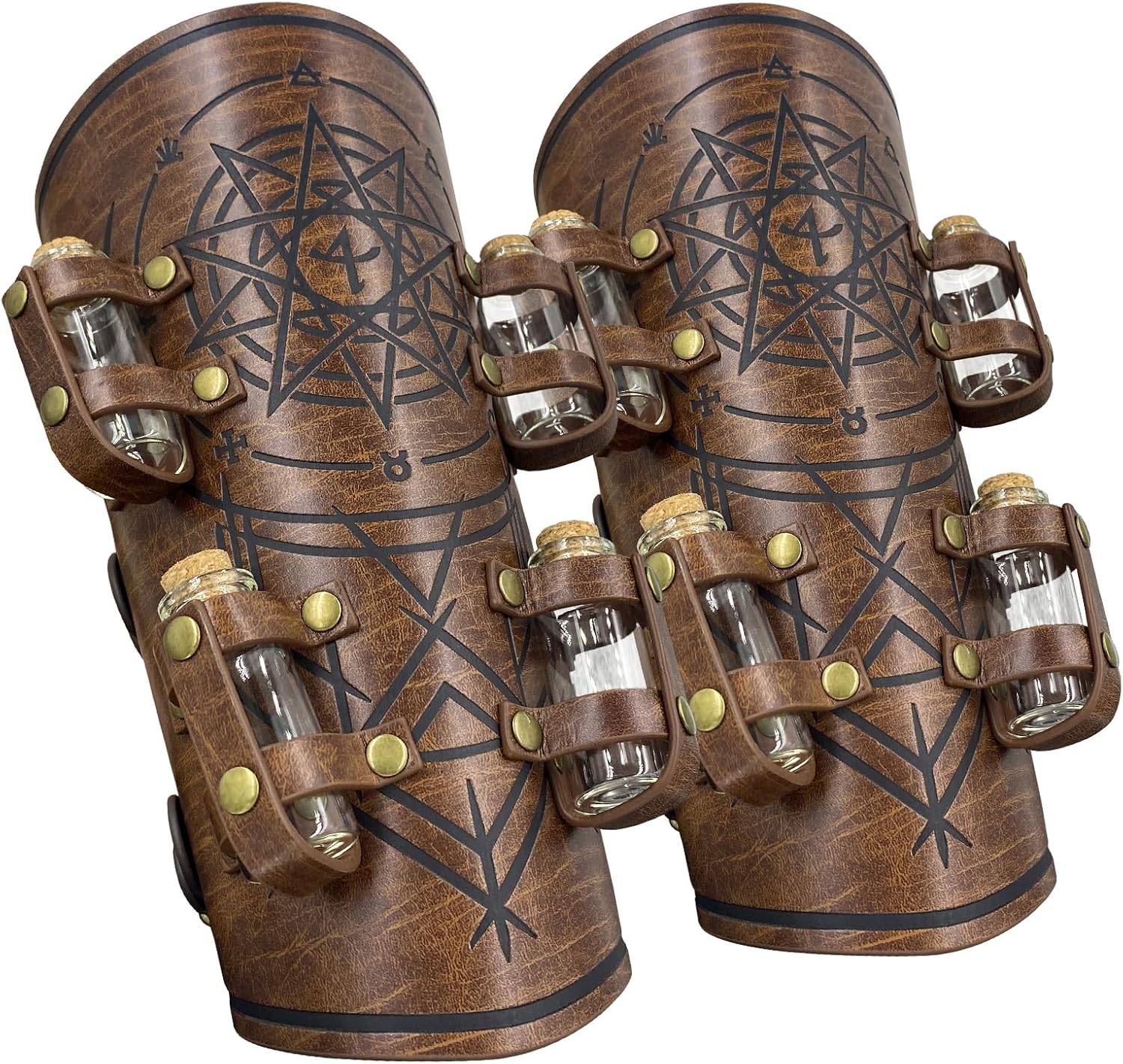 2 Stück Renaissance Retro Ritter-Armband Mittelalterliches Leder-Armband Wikinger-Krieger Rollenspiel für Männer und Frauen Halloween LARP