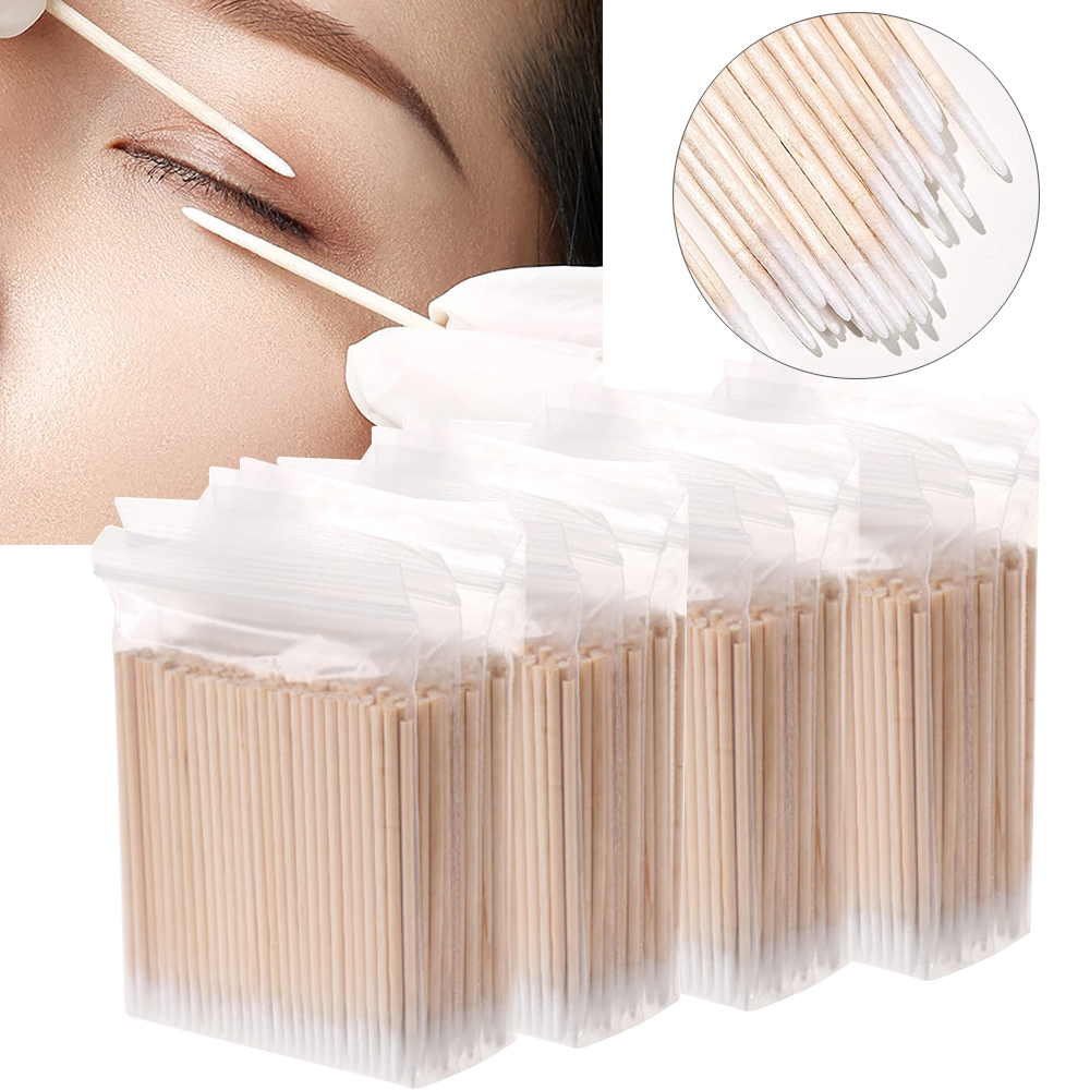 500/1000 pièces ongles bois coton-tige nettoyage microbrosse cils bâtons bourgeons pointe oreille cure-dents maquillage sourcils bâtons colle suppression