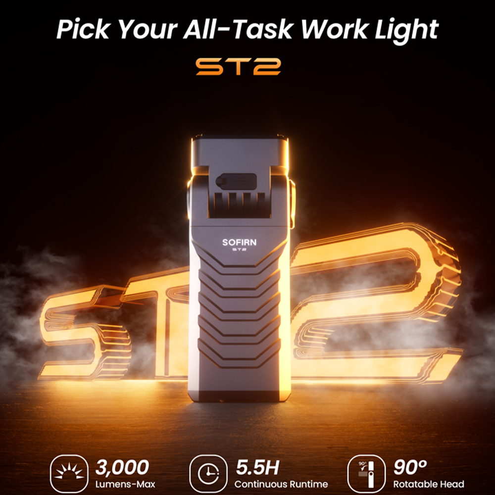Фонарь SOFIRN ST2 3000LM с поворотным механизмом, светодиод SFT42R, 6000K, красный свет 660нм с УФ 365нм, перезаряжаемый через USB-C, EDC-фонарь