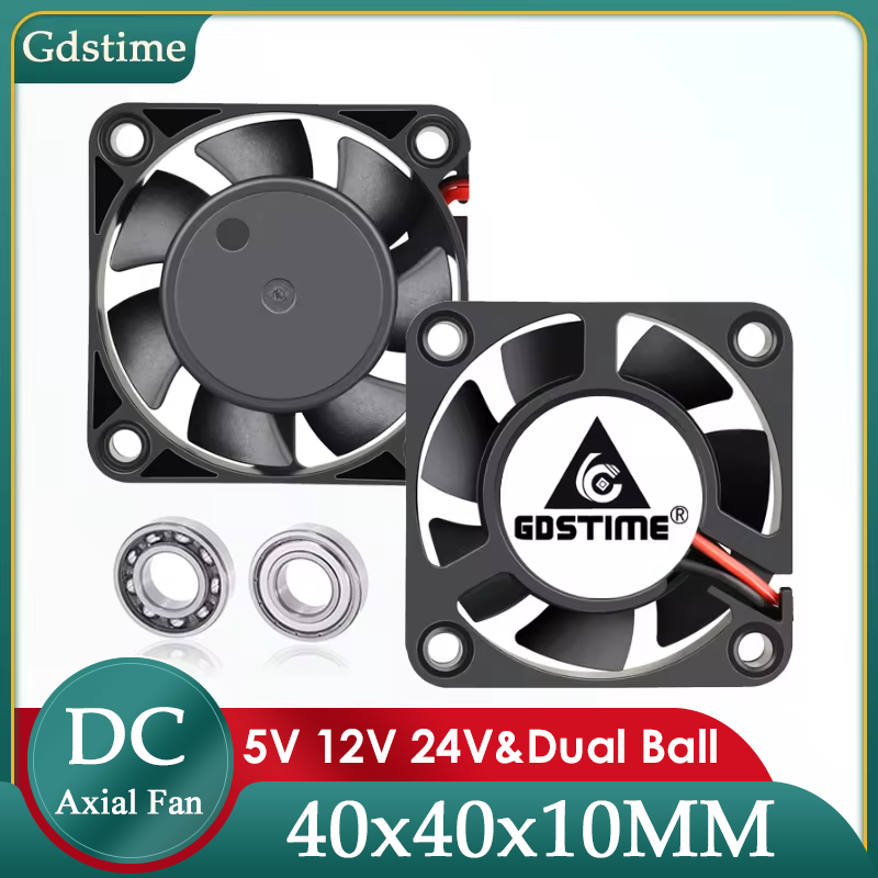 Gdstime 40mm Wentylator DC 5V 12V 24V 40MM*10MM Bezszczotkowy wentylator chłodzący 4CM Podwójna kula Mini wentylator 4010 Wentylator do chłodzenia części drukarki 3D