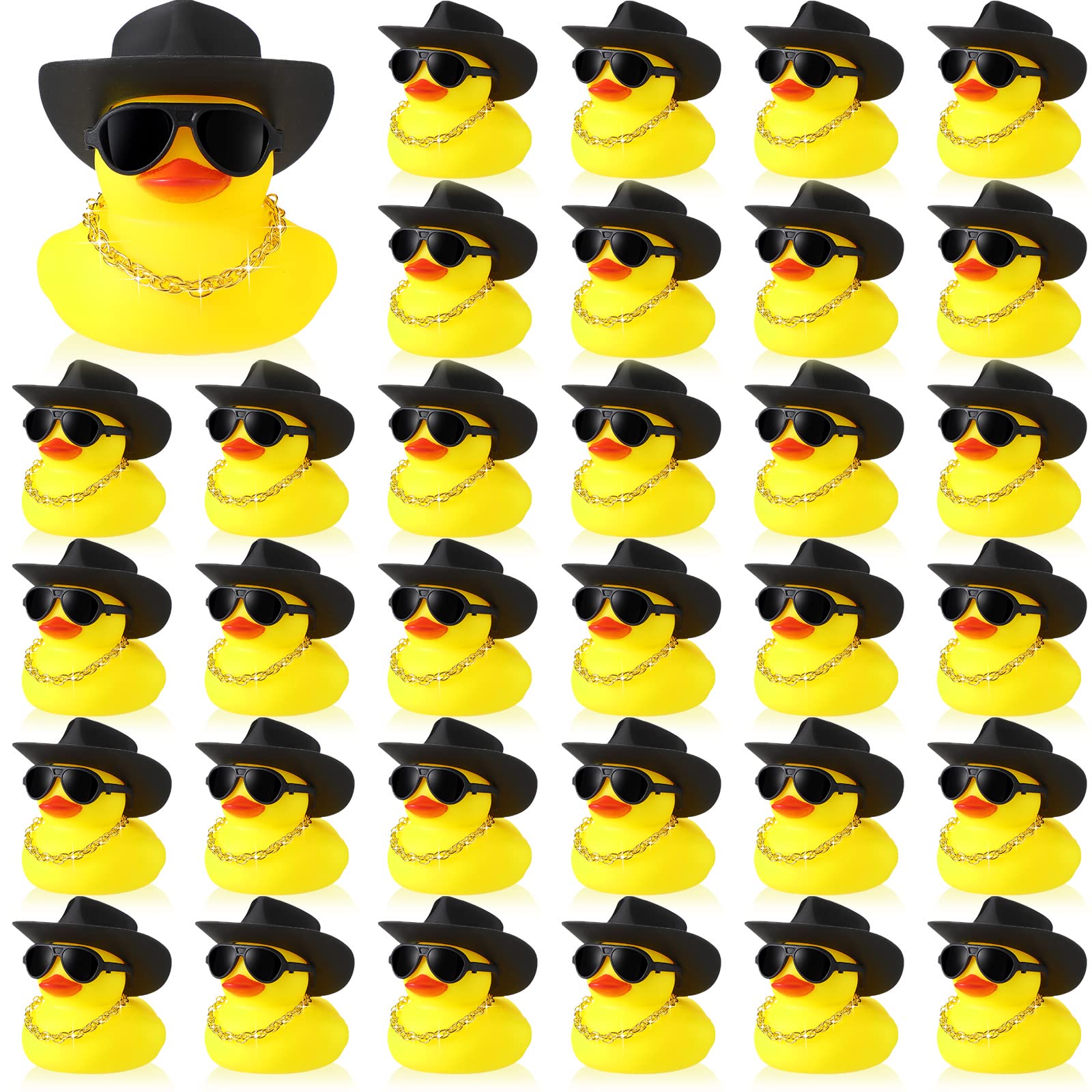 6-60 Set Brown Cowboy Rubber Duck Bulk Mini Yellow Duckies Party Tiny Ducks Toy Bandanas for Summer Shower Party Favor