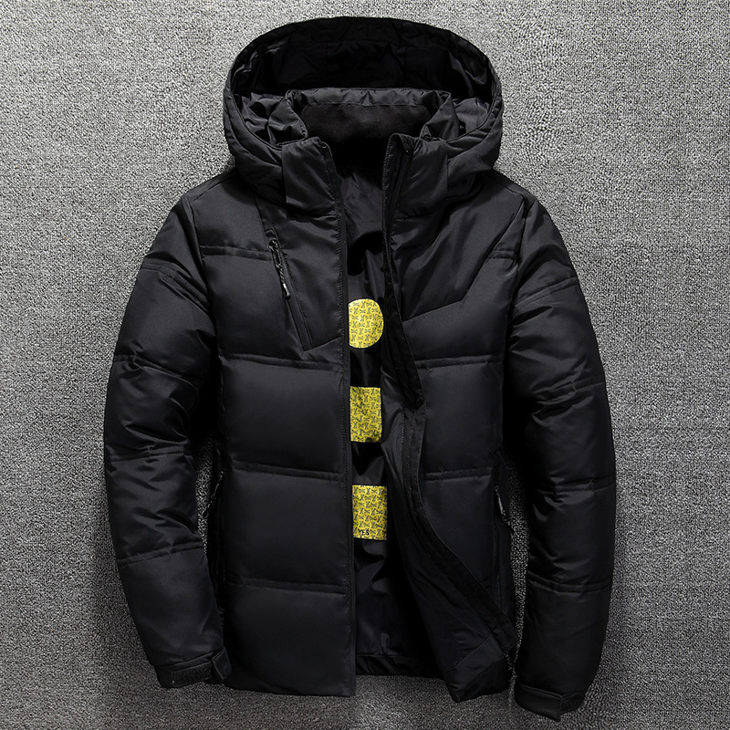 Chaqueta de plumón de pato blanco para hombre, abrigo cálido de Color sólido con capucha, Parka gruesa de pato, abrigo de alta calidad para exteriores de invierno, novedad