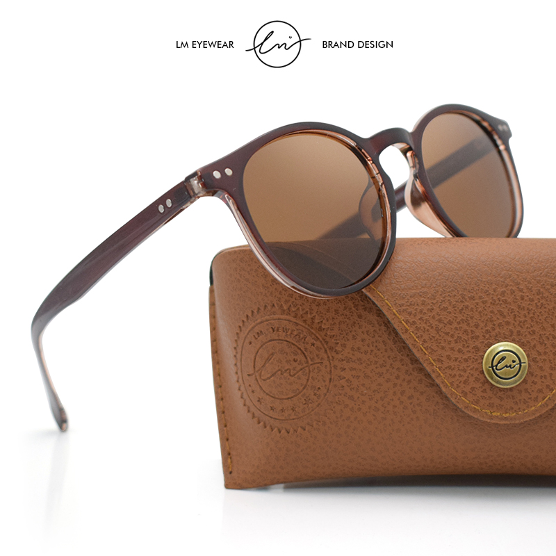LM Gafas De Sol redondas Retro para hombre y mujer, anteojos De Sol ultraligeros TR90 polarizados, Unisex, para conducir, Vintage, UV400