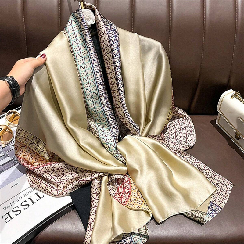 2024 Zijden Sjaals Vrouwen Luxe Merk Hijab Sjaal Bloemen Foulard Femme Sjaals Wraps Zijden Bandana Hoofddoek Hijab Strand Poncho