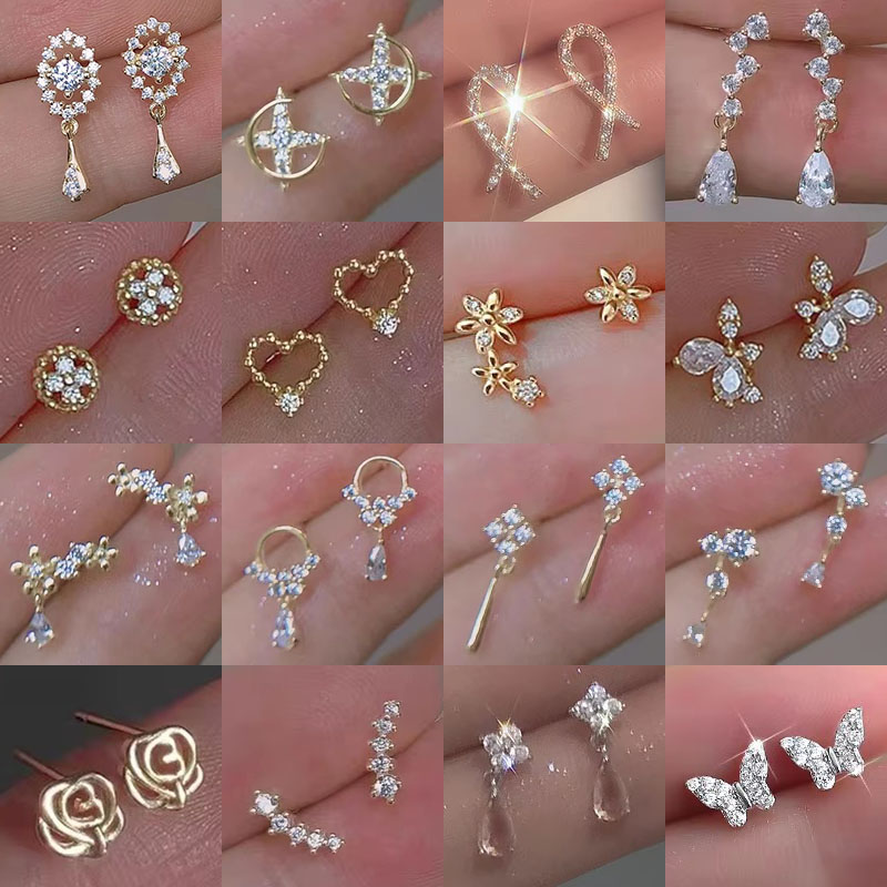 925 prata agulha zircão brincos hipoalergênico moda orelha studs feminino pingente borla brincos para mulheres jóias presente
