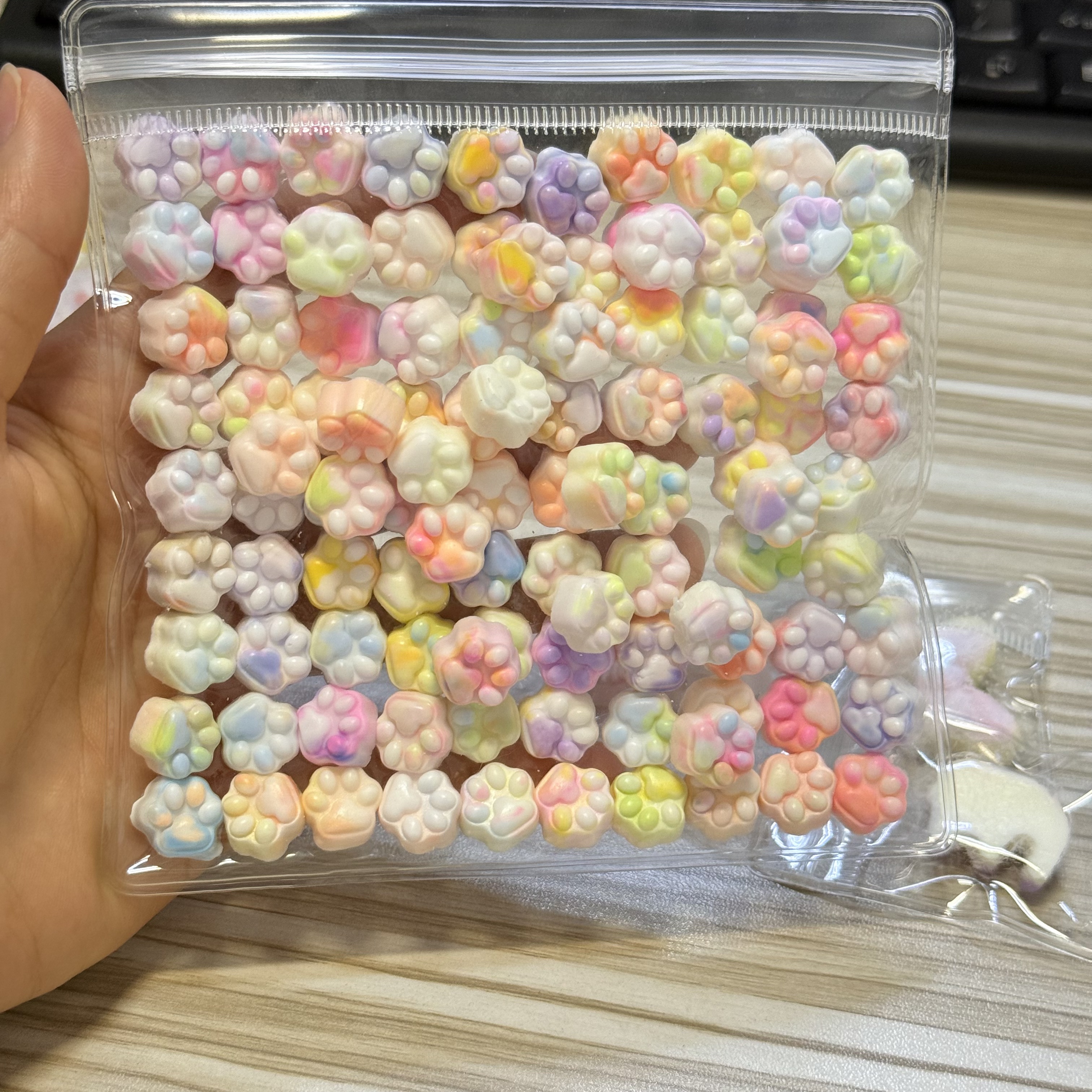 100 Uds Kawaii Mini juguete blando de pata de gato silicona suave colorido pata de gato Mochi alivio del estrés juguete blando para regalo de adulto