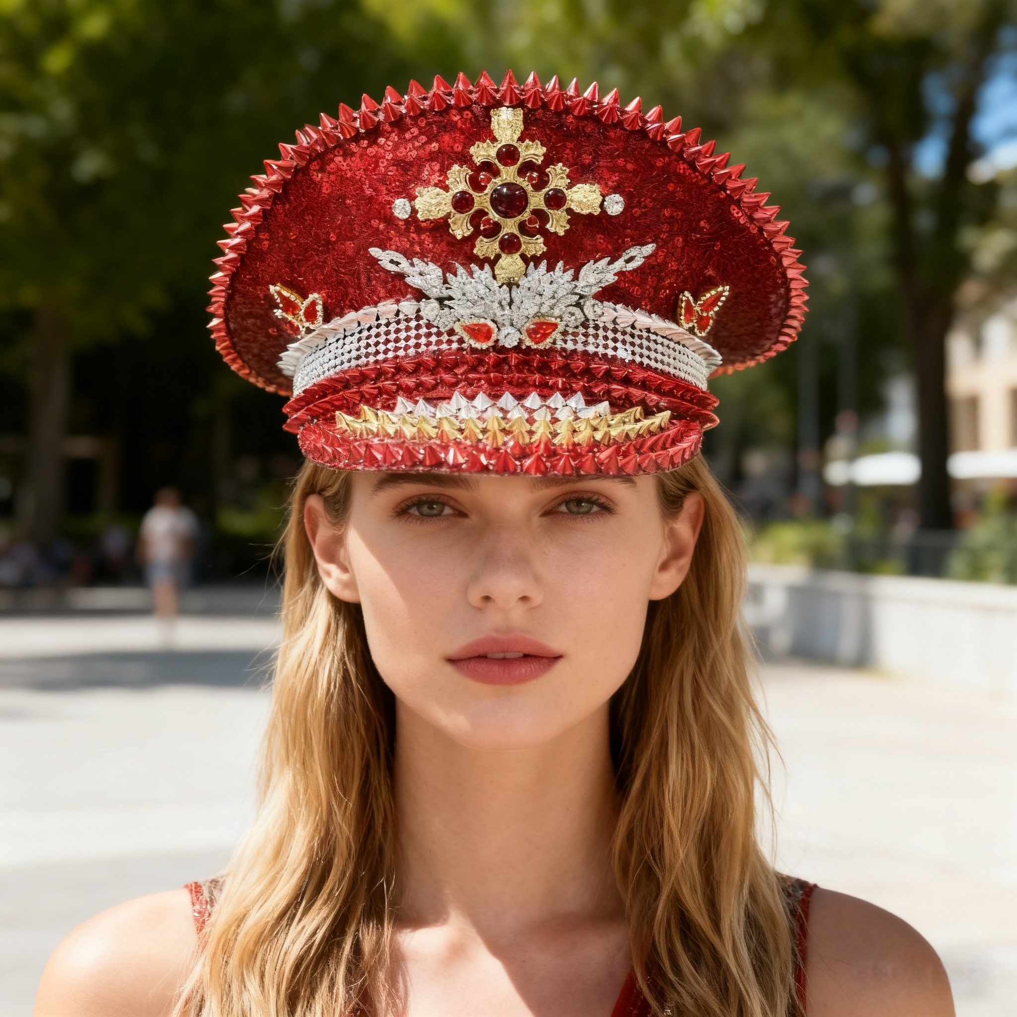 HongLuan Chapeau de capitaine Steampunk rouge avec strass pour femme du festival Burningman, évaluations militaires vintage et casquette militaire