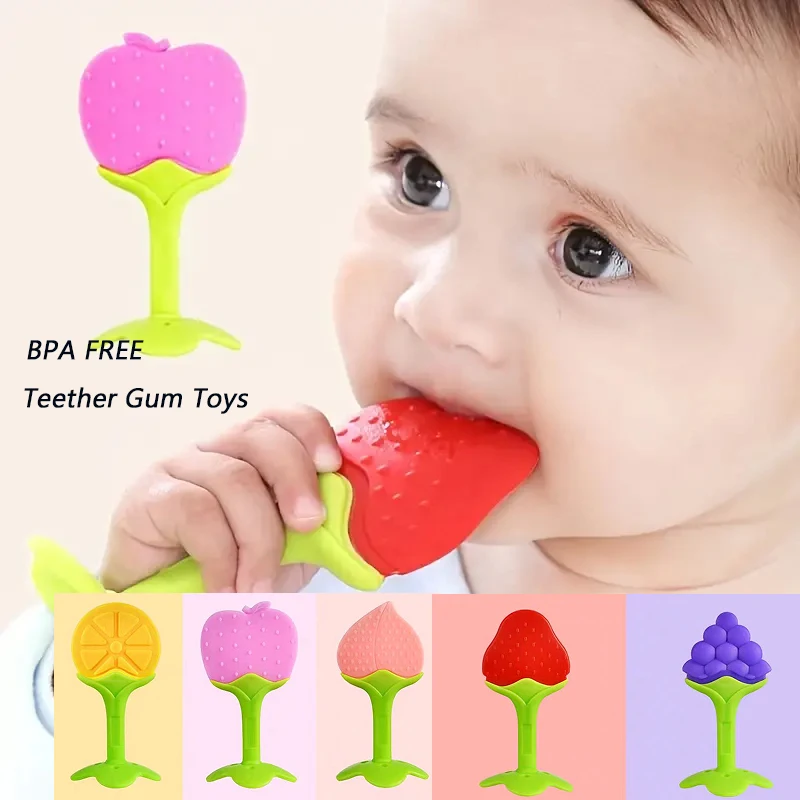 Juguete para la dentición del bebé, mordedor de silicona para dientes, accesorios para bebés, juguetes para masticar de succión de frutas para recién nacidos, regalo de BPA-Fre