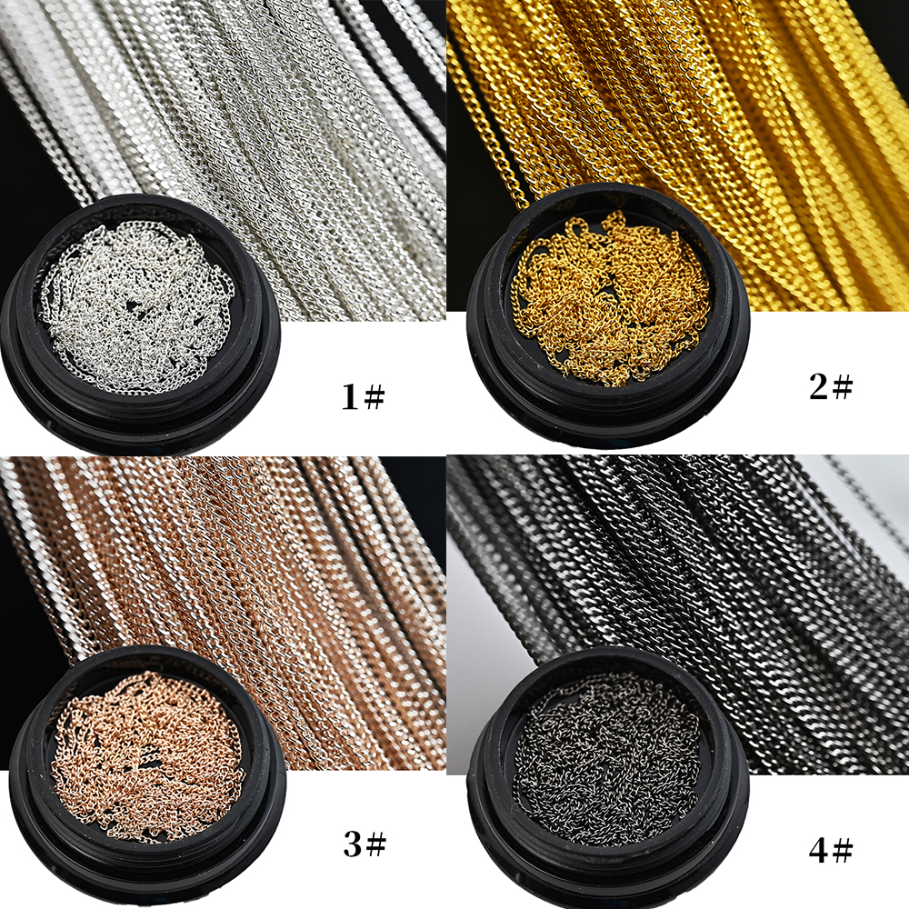 100CM Metal Chain Nail Art Rhinestone Gold/Silver Alloy Studs Nail Art Decorations Chains DIY Design Manicure Jewelry Accessory