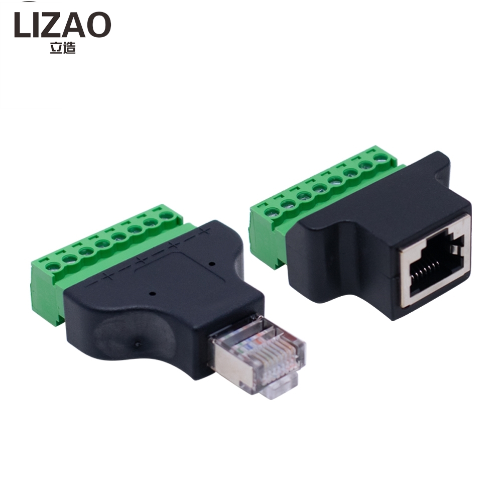 RJ45 to screw terminal Block 8p connector ethernet RJ45 Male Female to 8 pin screw terminal network adapter cable for CCTV DVR