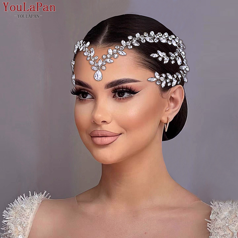 YouLaPan Rhinestone หน้าผาก Headpiece งานแต่งงาน Handmade เจ้าสาวแถบคาดศีรษะผู้หญิงชุดเครื่องประดับอุปกรณ์เสริม HP599