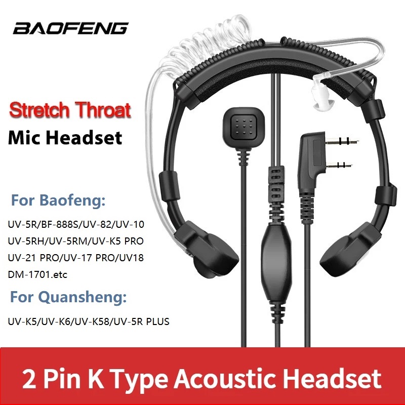 Ausziehbares, verstellbares Akustik-Hals-Mikrofon-PTT-Kopfhörer-Headset für Baofeng UV-5R BF-888S UV-21 PRO Quansheng UV K5 K6