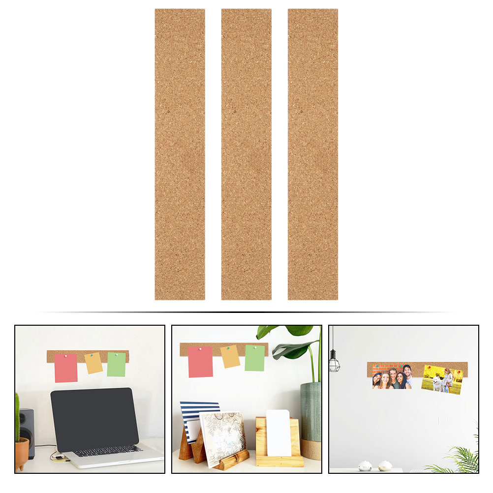 Tiras de tablero de corcho autoadhesivas, tablero de corcho para paredes, escritorios, hogares, aulas, oficinas, notas ideales, horarios de fotos, 3 uds.