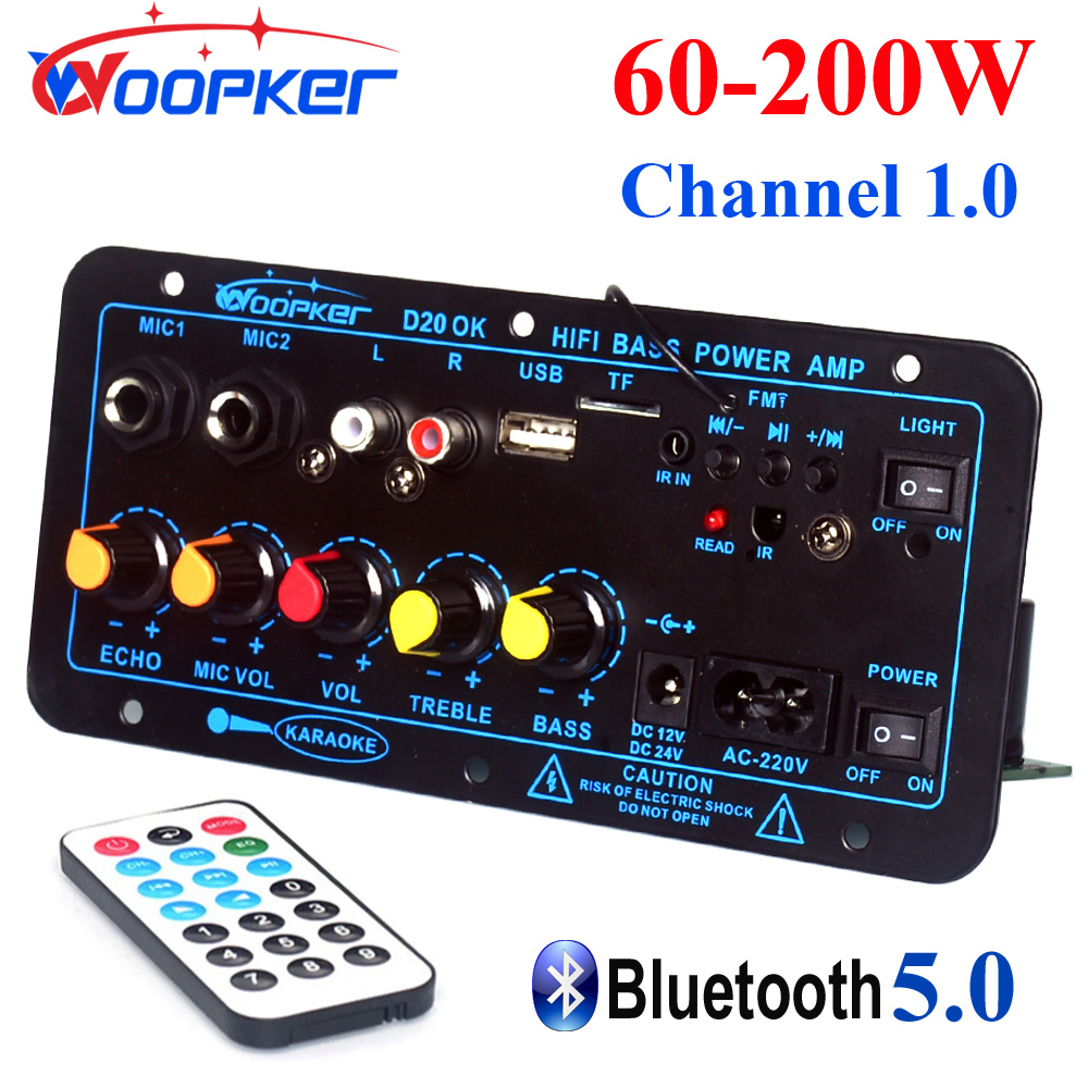 Woopker D20 Bluetooth Versterker Board 60-200W Subwoofer Amp Voor Home Audio/Auto/Truck/Rv/Camper Usb Fm Radio Tf Speler