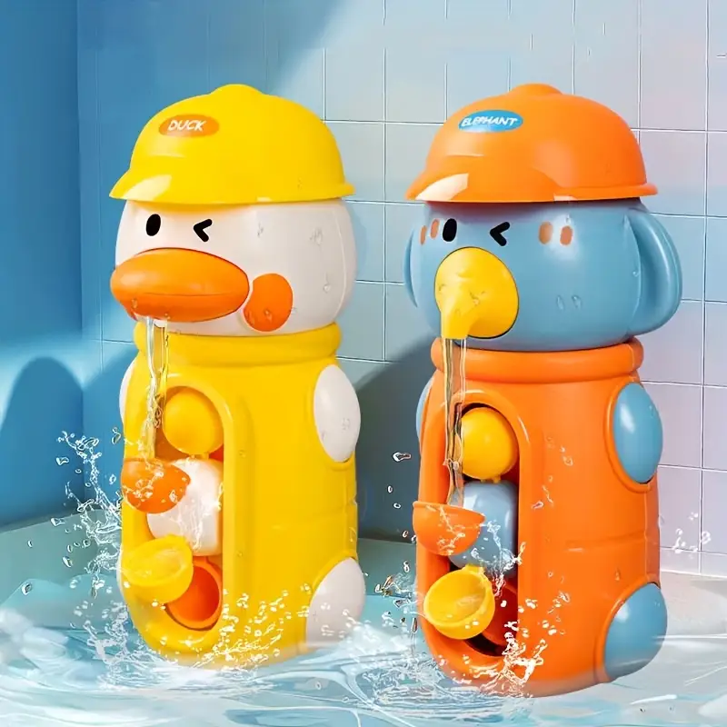 Badspeelgoed Kindercadeaus voor peuters Eend Draaibaar waterrad Badkamer Sterke zuignappen Waterschep Leuk badspeelgoed