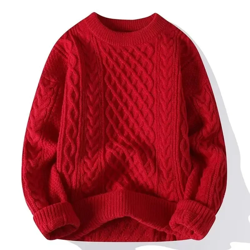 Modny sweter męski z dzianiny, casualowy, z okrągłym dekoltem, miękki, na jesień i zimę, z długim rękawem, odzież wierzchnia.