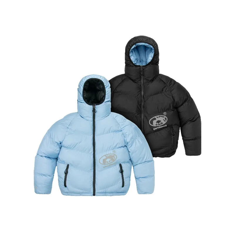 Y2K Protect Down Jacket Retro Reversible Hooded Couples Coat American High Street Hip Hop Streetwear Unisex Casual Puffer Jacket