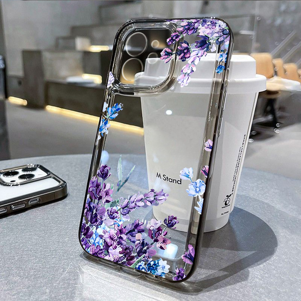 Purple Flower Phone Case For iPhone 13 Case iPhone 16 Pro Max 11 15 14 12 17 Pro Max 16e 7 8 Plus XR SE Air Silicone Soft Cover