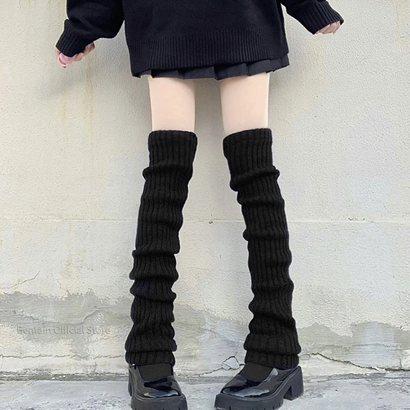 70 センチメートル延長レッグウォーマー女性のロリータロングソックス JK カレッジスタイルニット暖かい靴下秋冬オーバーニーブーツ袖口