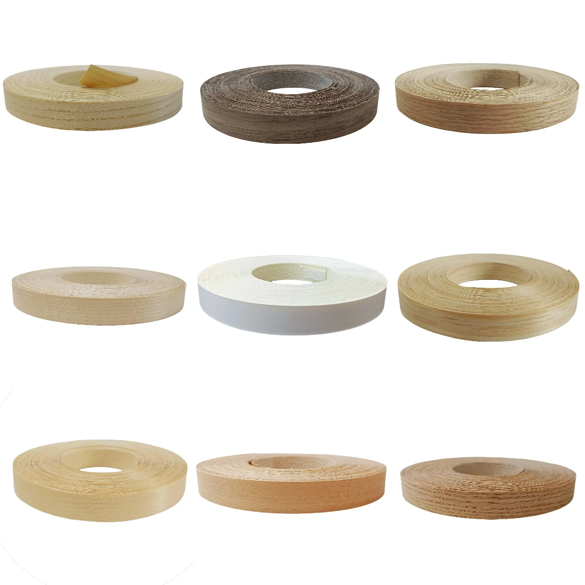 Echt grenen esdoorn eiken walnoot berkenhout kantenverlijmingsrol 3/4 inch, voorgelijmde opstrijkbare fineerkantversiering met smeltlijm