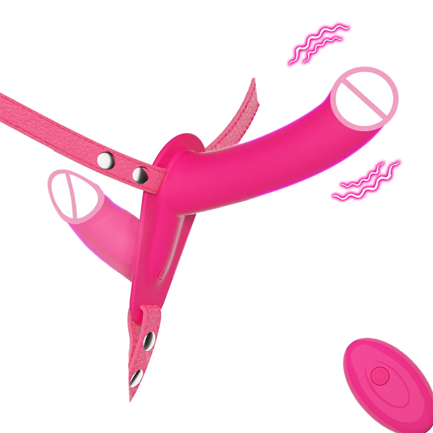 Jouets sexuels pour adultes : Vibrateur double tête, harnais en cuir portable pour masturbation, jouet sexuel pour femmes et couples, harnais élastique double pénis, godemiché à double extrémité, jouets sexuels pour femmes et couples, godemichés anaux sou