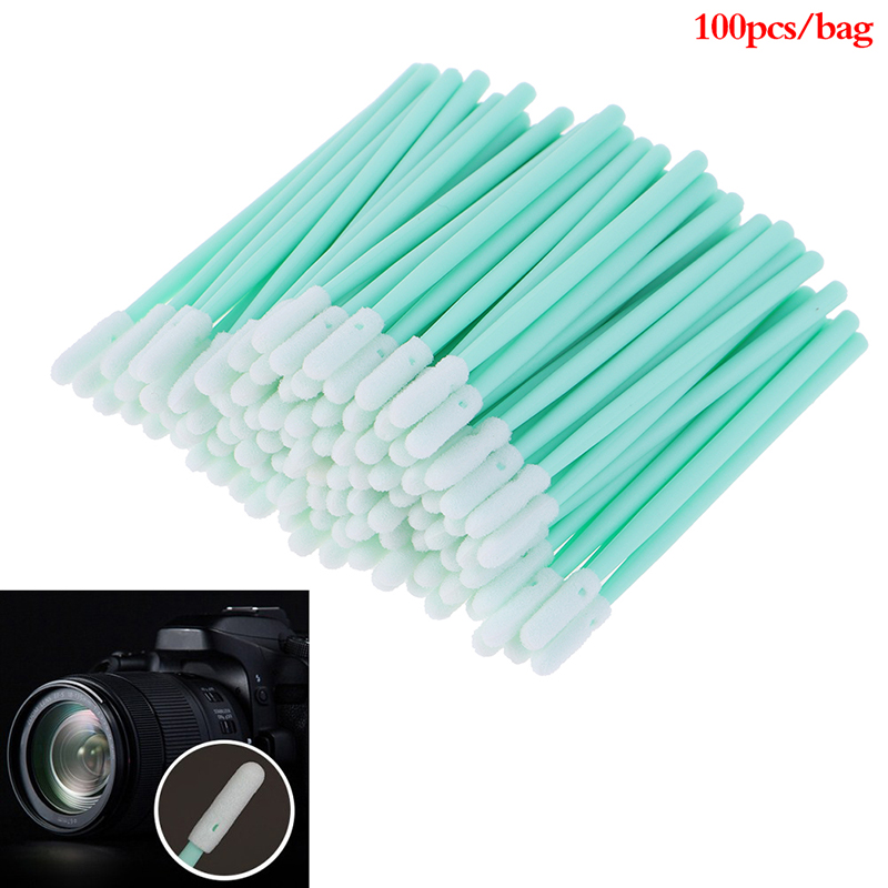 Coton-tige de Purification industrielle sans poussière 836D, 100 pièces, éponge, poignée en PP vert, bâton d'essuyage pouvant nettoyer l'objectif de l'appareil photo