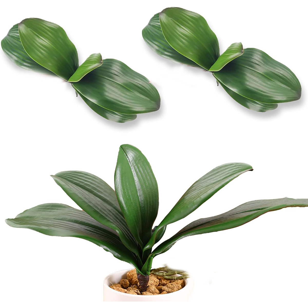 1Pc Real Touch Feel Kunstmatige Phalaenopsis Orchideeënblad/Gebladerte-Tinten Van Weelderige Groene Bladeren Levensechte Bladeren