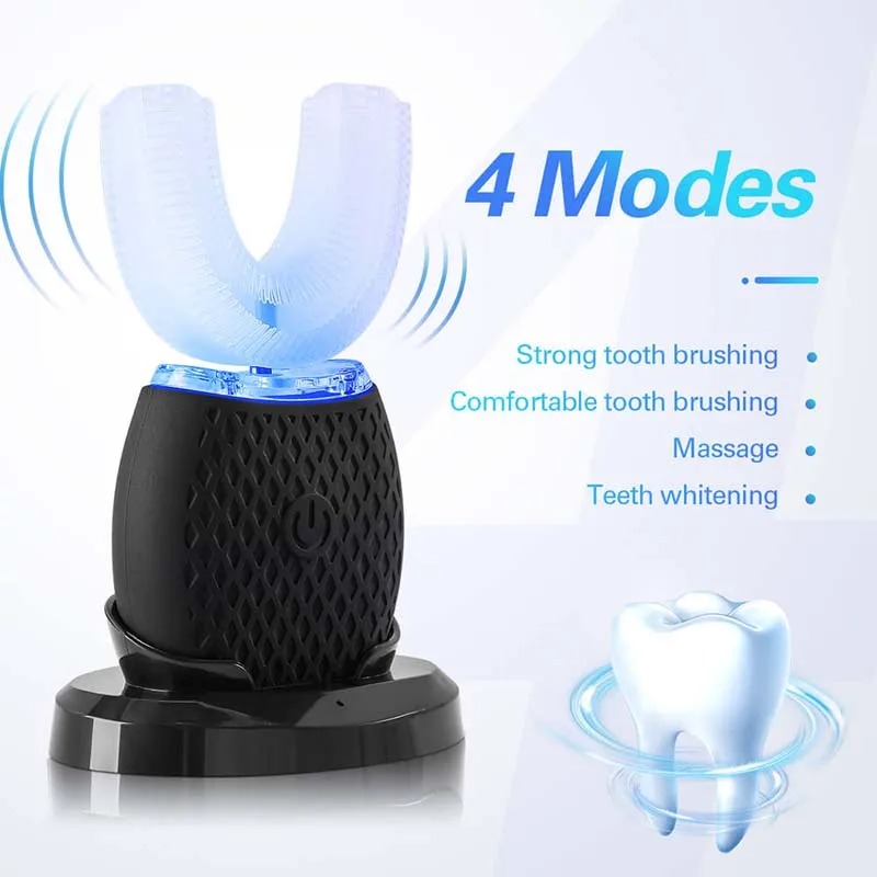 Elektrische Zahnbürste für Erwachsene, automatische USB-Aufladung, U-förmige Schallwellen-Zahnbürste, 360-Grad-intelligente wiederaufladbare Zahnbürste