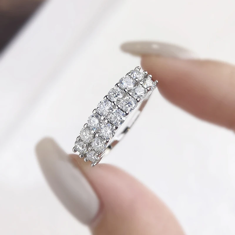 Pierścionek Eternity z prawdziwym moissanitem DWJ 1.4ct dla kobiet, srebro próby 925, na co dzień, na imprezę, olśniewający, wysokiej jakości, elegancka biżuteria
