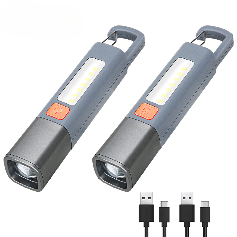 Superhelle LED-Taschenlampe mit Haken, Campinglampe, USB-wiederaufladbar, zoombar, wasserdicht für den Außenbereich