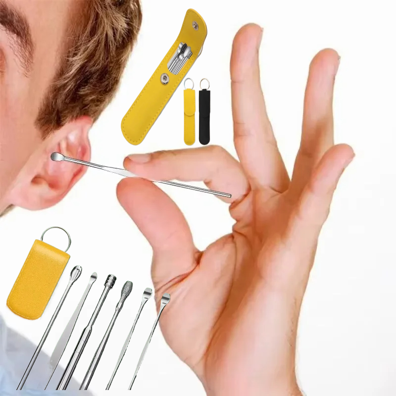 6 uds recogedores de orejas de acero inoxidable juego de cucharas de oreja en espiral de 360 grados para una limpieza segura de los oídos mantener limpio y saludable