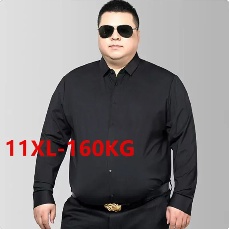 11XL 10XL 9XL 8XL 7XL Super taille nouveau Slim-fit hommes chemise d'affaires automne à manches longues décontracté Social noir blanc robe chemise 2024