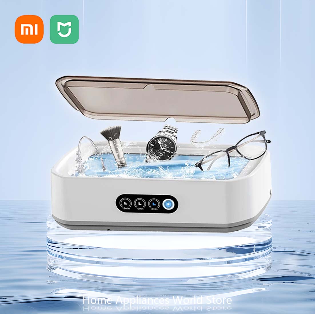 Limpiador ultrasónico Xiaomi, 650ML, ajustable, gran capacidad, rápido y potente, soporte para joyería, gafas, máquina de limpieza de joyería para el hogar