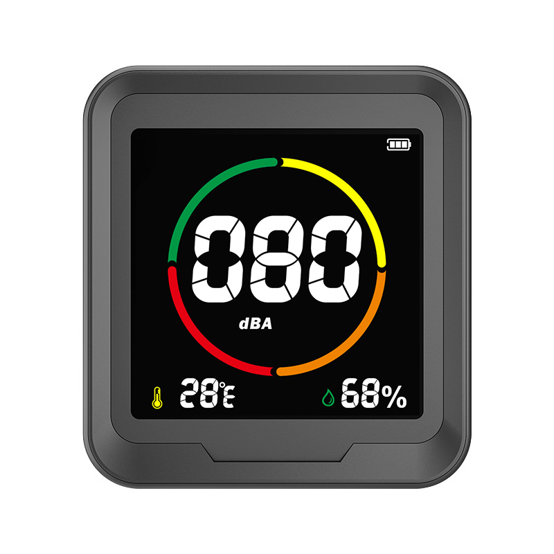 Monitor ambiental de ruido profesional FABISENSE, medidor de decibeles 3 en 1 con sensor de temperatura/humedad, pantalla HD grande y colorida