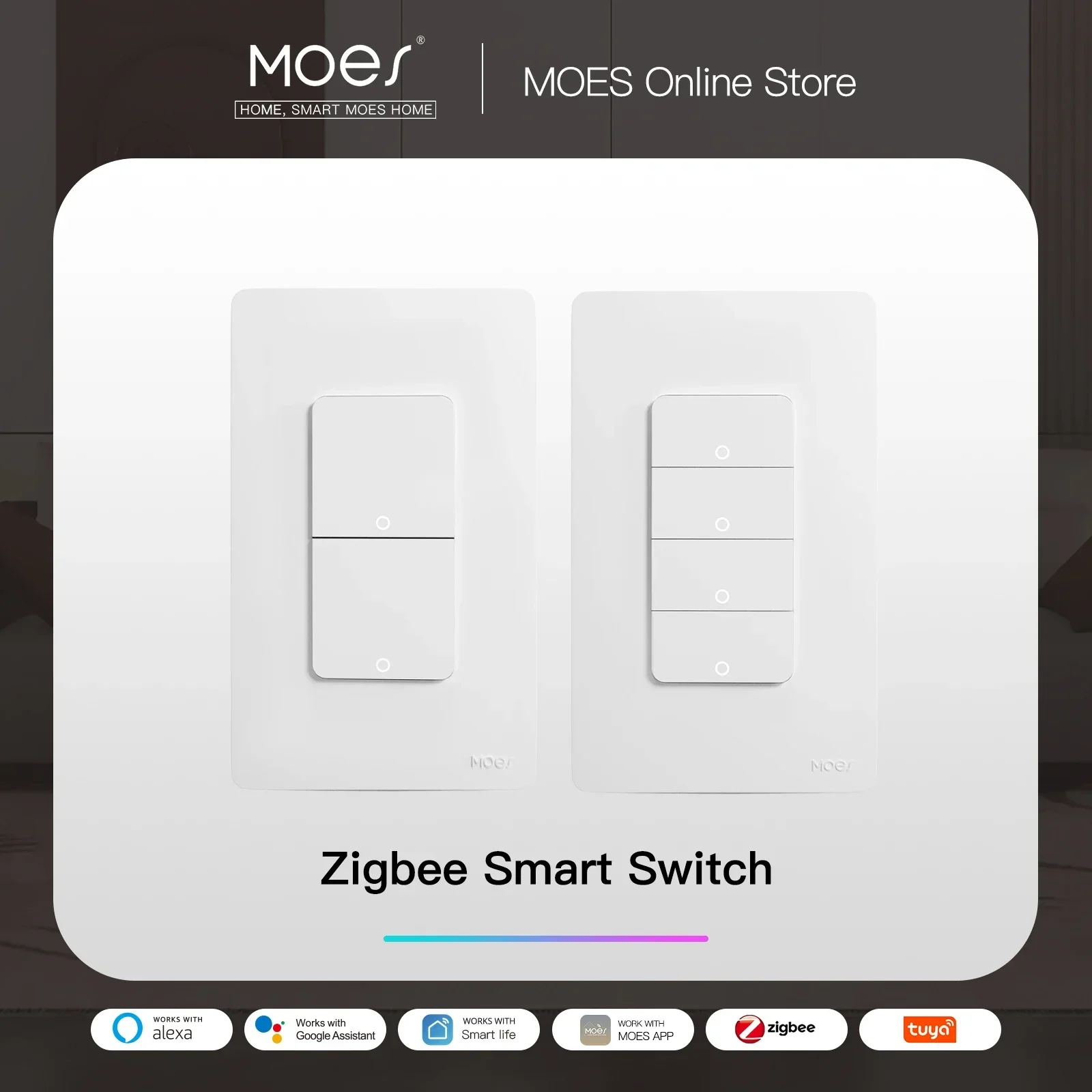 Moes Tuya ZigBee Smart Lichtsc halter uns Druckknopf Wand schalter Arbeit mit Alexa Google Home Neutral leiter/kein Neutral leiter erforderlich