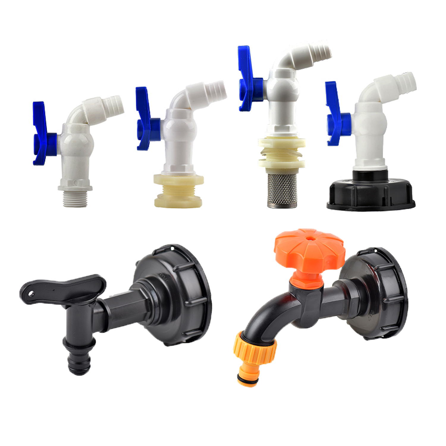IBC katup adaptor keran tangki S60X6 ulir kasar keran taman 1/2 3/4 "pria Aksesori keran tangki pas layar Filter