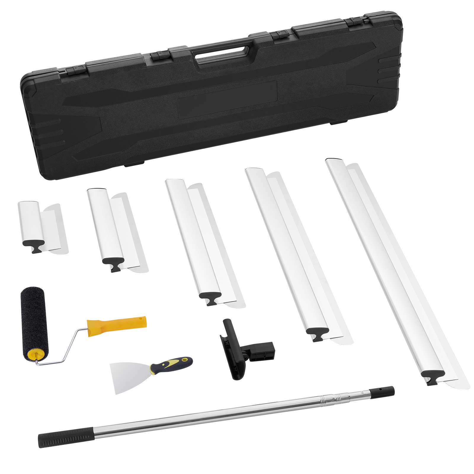 SucceBuy Drywall Skimming Blade Set 7/10/14/16/24 inch Skimming Blades + 34-81.6 in Extension Handle Pole Stainless Steel Knife