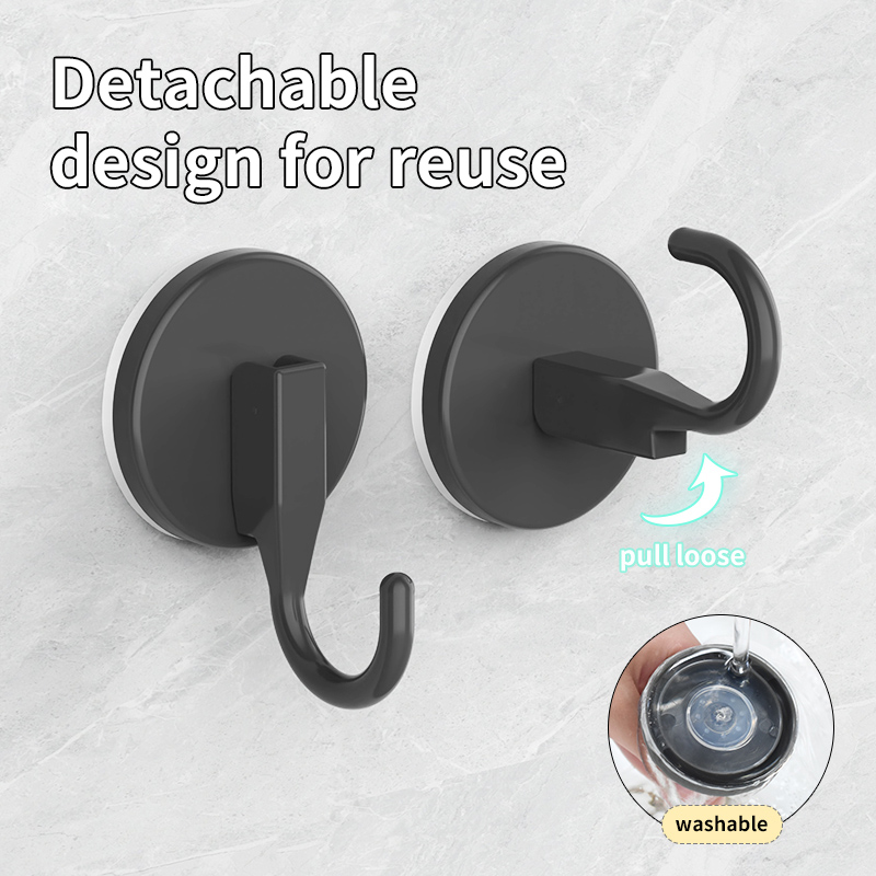 Bathroom Suction Cup Seamless Hooks Multifunctional Wall-Mounted Punch-Free Door-Mounted Heavy-Duty Bathroom Storage