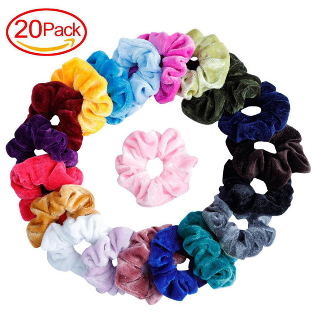 20/Stuks Vrouwen Haar Fluwelen Haar dikke darm cirkel Gel Elastische Haarband Paardenstaart Houder Bobbels Haaraccessoires Meisjes