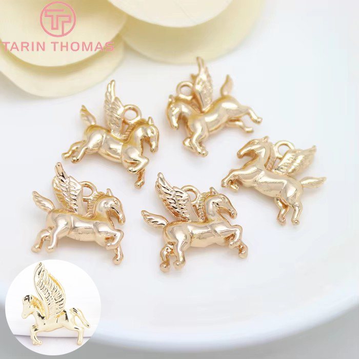 (1896) 6 STKS 16x15 MM 24 K Champagne Goud Kleur Messing Pegasus Paard Bedels Hangers Hoge Kwaliteit Diy Sieraden Accessoires