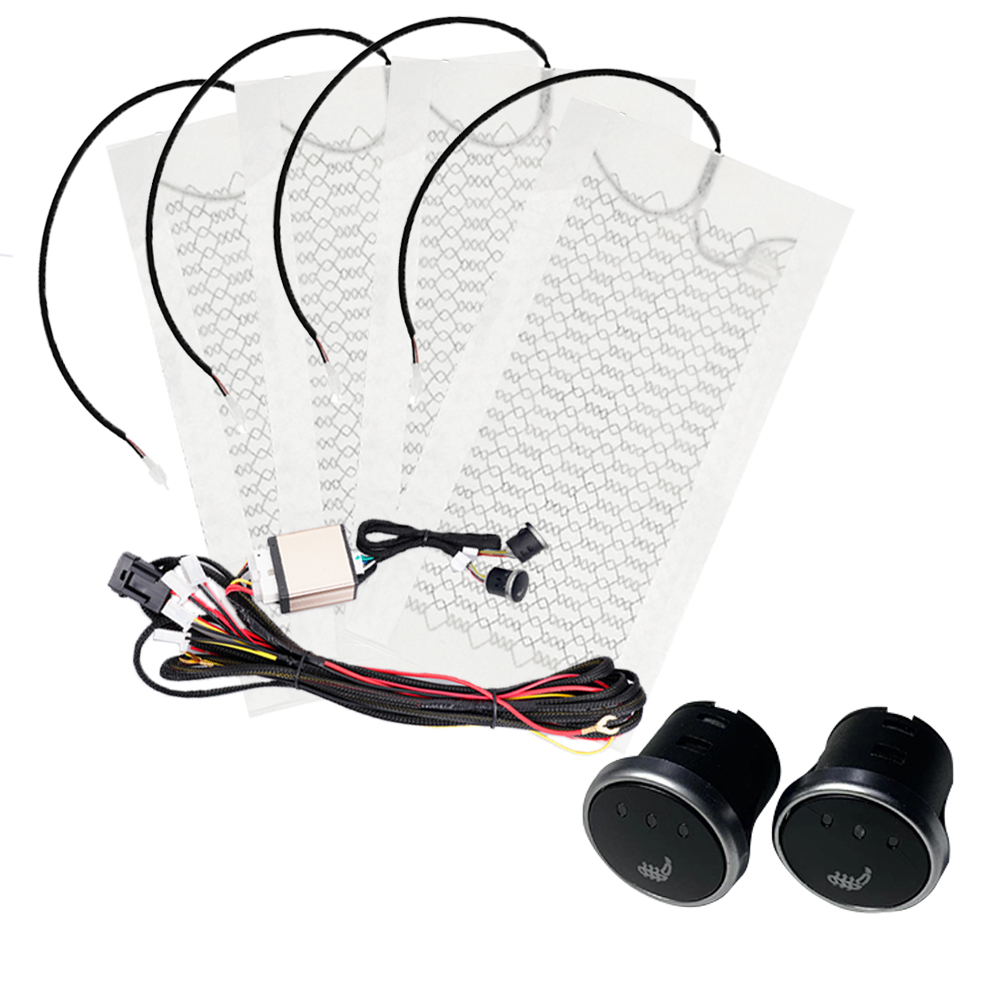 Cuscinetti termici incorporati In fibra di carbonio per auto da 52.5*28cm riscaldatore per sedile interruttore di controllo doppio rotondo a 3 livelli con copertura scaldino invernale per imbracatura