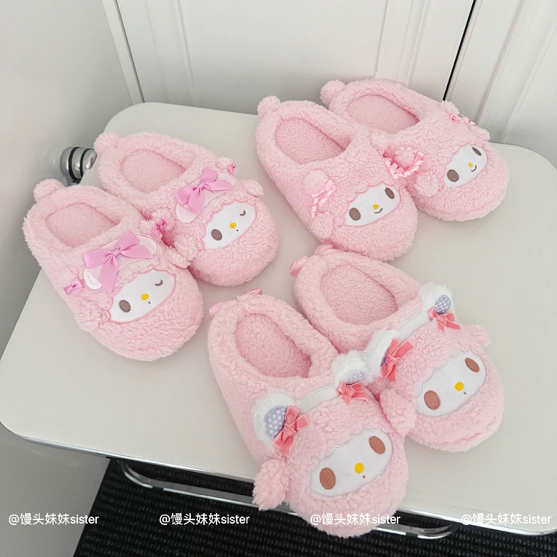 Sandal Rumah Bulu Piano Lucu dan Manis, Sepatu Dalam Ruangan Plush yang Menggemaskan, Sandal Kamar Tidur yang Nyaman dan Hangat untuk Wanita dan Gadis, Anti-Selip dan Datar