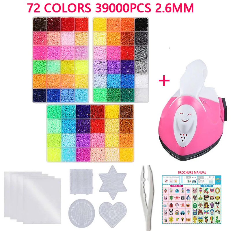 72 цвета, набор 5 мм/2,6 мм, плавящиеся бусины Pixel Art Puzzle Hama Beads Diy 3D Пазлы Ручная работа Подарочные предохранители Набор бусин Железные бусины Игрушка
