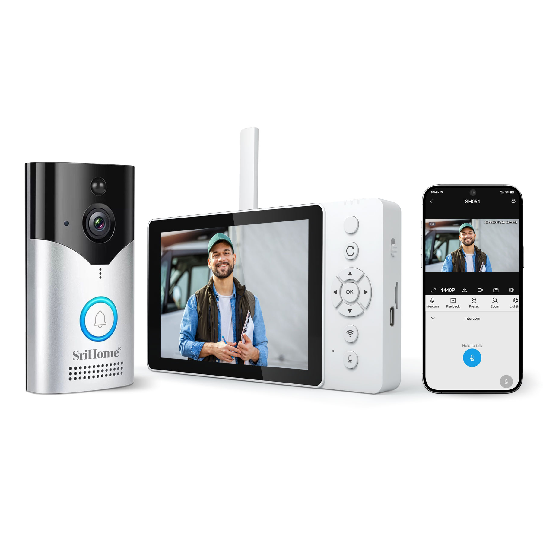 Srihome SH054 5-calowy ekran 4MP 1440p bezprzewodowy dzwonek WIFI 120 stopni szerokokątny wideodomofon wizualny wizjer do drzwi kamera