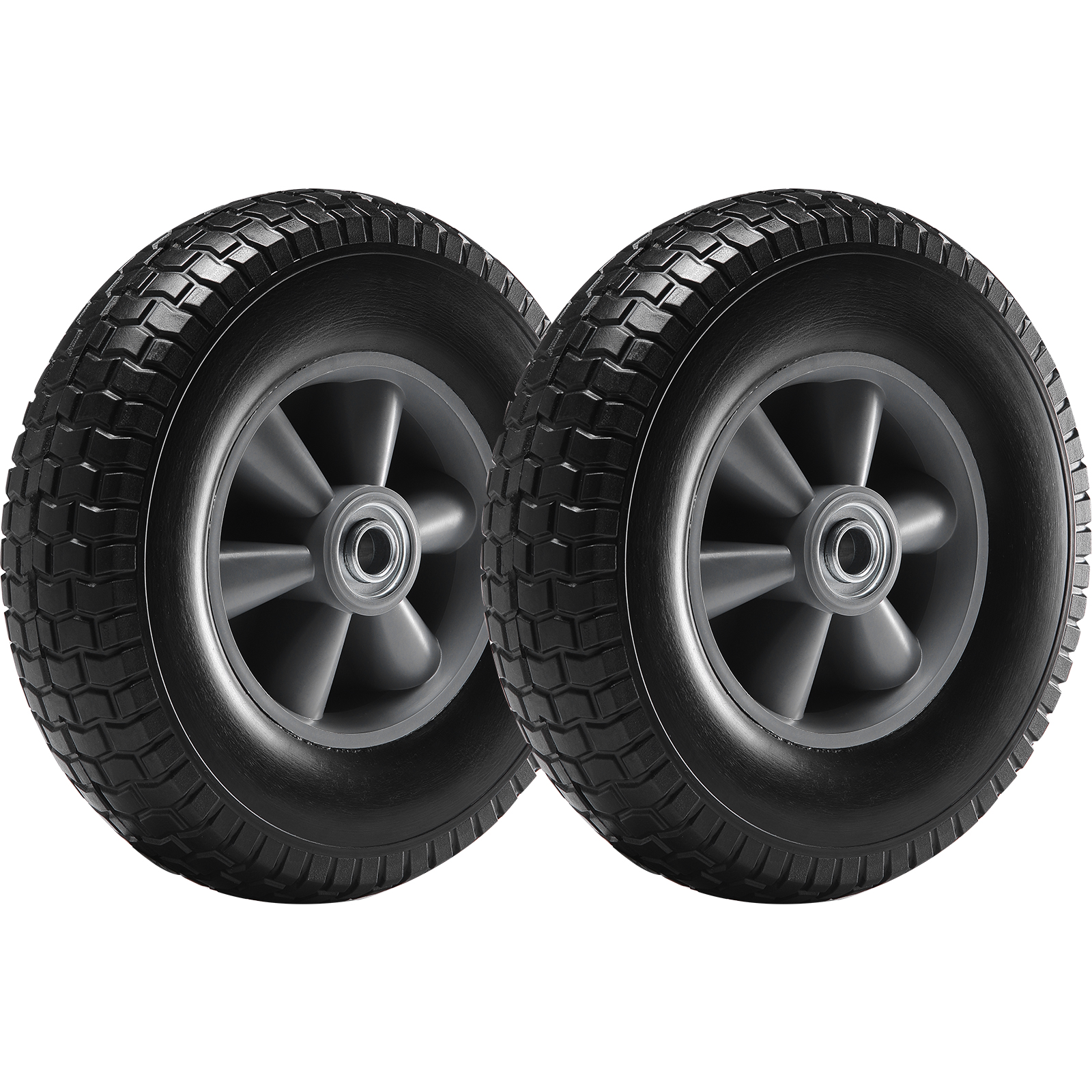 SucceBuy Paquete de 2 Ruedas con Neumáticos Sólidos de PU Antipinchazos de 10 Pulgadas, Neumáticos y Ruedas sin Cámara para Remolques de Jardín, Carritos y Varios Tipos de Carros